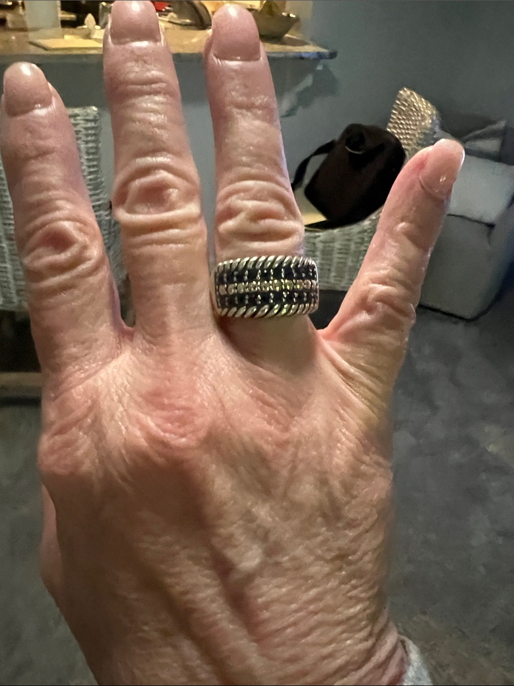 Effy Two-Tone Braided Band Ring in Silver and Black